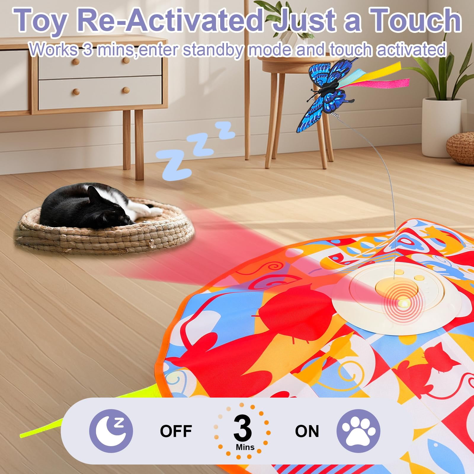 Rechargeable Cat Toys And Seek Game Interactive For Indoor Cats Moving Wand Touch Activated Enrichment Bored Adult Cats(yellow)