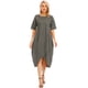 thumbnail image 1 of Vestido de mujer de moda O Cuello de manga corta Cintura alta Bolsillos de dobladillo asimétricos MABOTO Vestido de mujer, 1 of 7