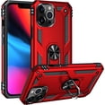 thumbnail image 1 of iPhone 13 Pro Max Case, Military Armor 360°Unbreakable Swivel Ring Kickstand [Work with Magnetic Car Mount] Slim Shockproof Durable Cover Holster Compatible Apple iPhone 13 Pro Max Cover - Red, 1 of 5