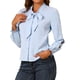 thumbnail image 4 of INSPIRAR CHIC Blusa Elegante con Lazo en el Cuello de Manga Larga Camisa de Chifón para Trabajo Talla M Azul Claro, 4 of 6