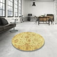 thumbnail image 4 of Ahgly Company Machine Washable Indoor Round Abstract Yellow Area Rugs, 3' Round, 4 of 7