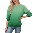 thumbnail image 3 of XPMWRP Women's Gradient Trendy Sweatshirt Casual Long Sleeve Crew Neck Pullover Loose Fall Winter Warm Sweatshirt Green S, 3 of 5