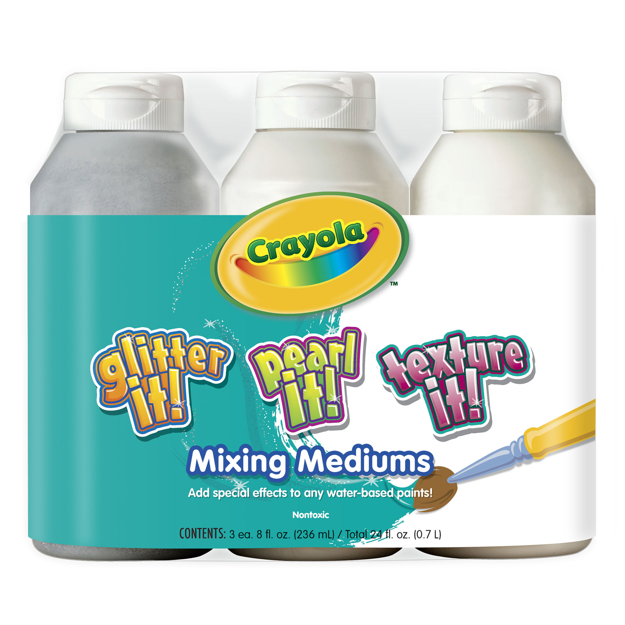 Crayola® Tempera Mixing Medium Paint, Three 8 oz bottles per pack, Set