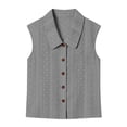 thumbnail image 5 of Htigea Womens Button Down Tank Tops Eyelet Sleeveless Collared T-Shirts Summer Casual Trendy Vacation Tanks Gray XL, 5 of 6