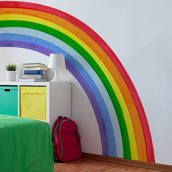 Rainbow Wall Decals - Large Watercolor Rainbow Wall Decor Stickers for Kids' Room DIY transparent stickers Peel and Stick Removable Wall Art Decor for Living Room Bedroom Home Office