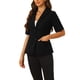 thumbnail image 4 of INSPIRAR CHIC Conjunto de Traje de 2 Piezas para Mujeres Blazer con Solapa Muesca Vestido en Capas M Negro, 4 of 6