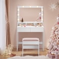 thumbnail image 2 of VASAGLE Coiffeuse avec Lumières et Tabouret, Bureau de Maquillage avec Tabouret de Coiffeuse, Luminosité Réglable, Table de Coiffeuse, 2 Tiroirs, 3 Compartiments, 2 of 6