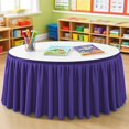 thumbnail image 1 of wonima02 9FT Table Skirt for Teacher Desk Rectangular Ruffle Tablecloth Skirt for Birthday Wedding School Themed Party Supplies, Dark Purple, 1 of 1