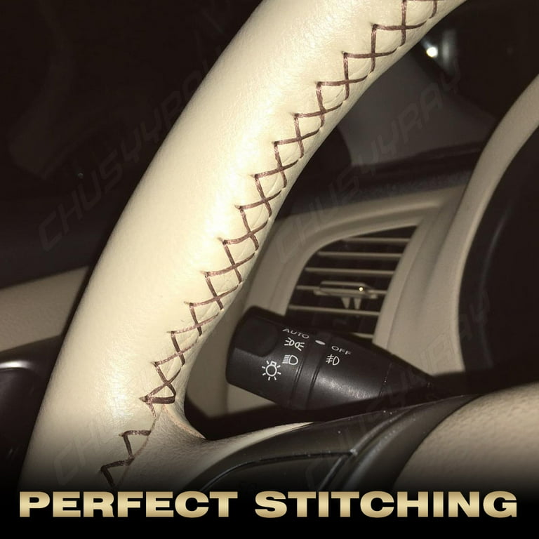 DIY Steering Wheel Cover Steering Wheel Cover - 15 Inch Leather Wrap With Hand Stitching, Universal Fit (Black Red) 15 Inch Wheel Cover