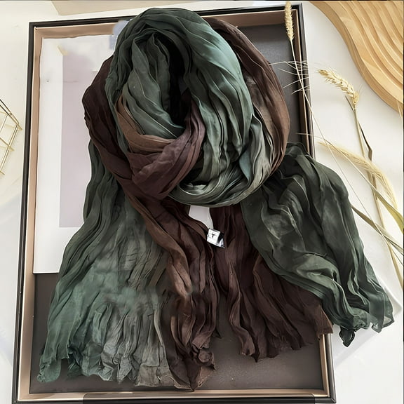 Trendy Floral Crinkle Scarf - Womens Lightweight Shawl Wrap, Must-Have Accessory