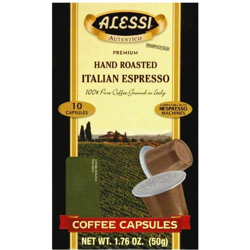 Alessi Hand Roasted Italian Espresso Coffee Capsules, 10 count, 1.76 oz (Pack of 12) by