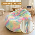 thumbnail image 2 of XeGe Faux Fur Comfy Bean Bag Cover for Living Room(No Filler), Tie Dye Fluffy Stuffed Animal Storage Bean Bag Chair Cover, Furry Fuzzy Big Beanbag Cover for Adult Teen Kid Girl, Anti-slip, Rainbow, 2 of 6