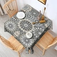 thumbnail image 2 of Gray Floral Mandala and Leaf Pattern Square Tablecloth,Waterproof Square Table Cover,Wipeable Spillproof Washable Table Cover for Home Kitchen Party Decor 42"X42"(107x107cm), 2 of 6