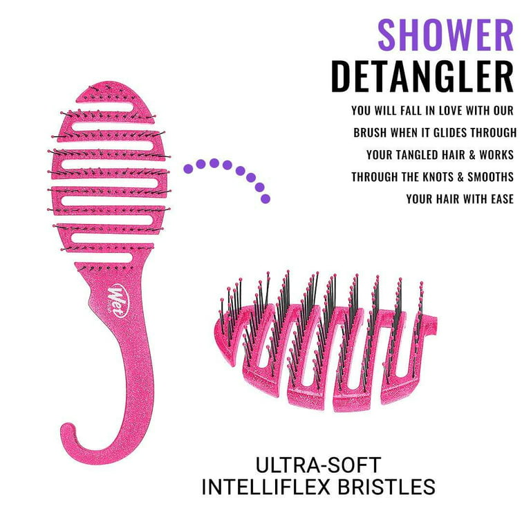 Wet Brush Shower Detangler Hair Brush With Hanging Shower Hook - Solid Pink  : Target