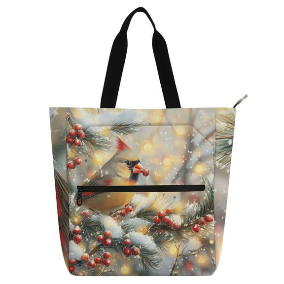 DIXRUYEE Book Tote Bag Casual Style Creatively Winter Cardinal Printed