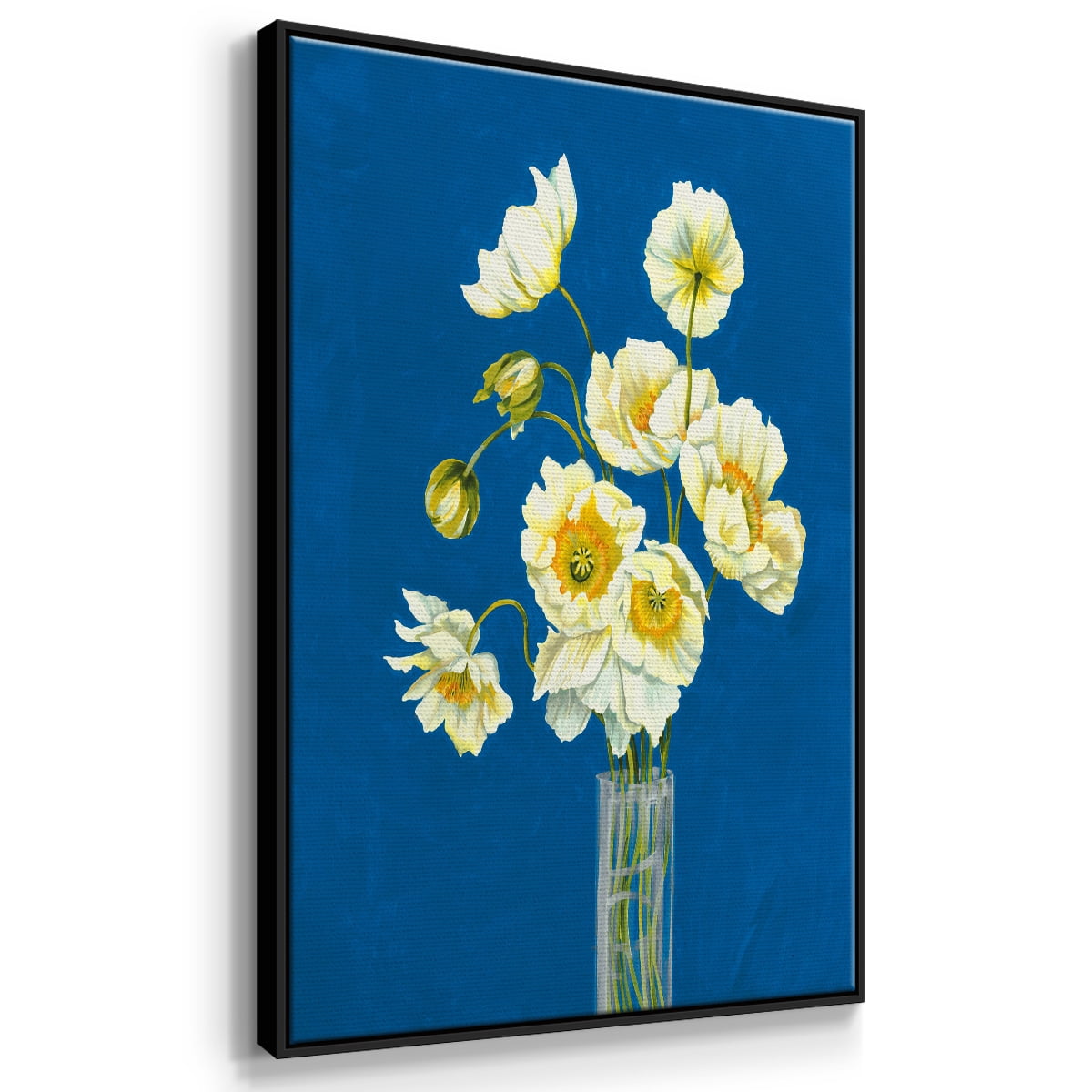 Ice Poppies Framed Premium Gallery Wrapped Canvas - Ready to Hang - 27 x 41 - Black Floating Frame