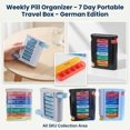 thumbnail image 2 of Pill Organizer 7 Day 2 Times A Day German Labeled Stackable Portable for Travel, 2 of 9