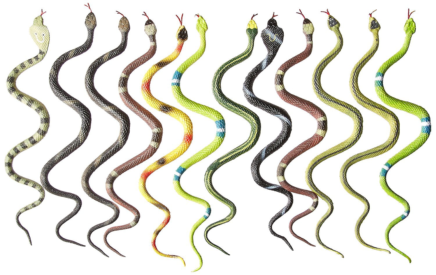 Gag Toys Rubber Snake Toy Collection; Rubber Snakes Pranks Snake Boy Party Favors for Boys Kangaroos Rain Forest Toy Snake Assortment