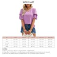 thumbnail image 4 of Blusa de manga corta con cuello en V para mujer, informal, holgada, de color liso, con cuello en V, para fiesta, 4 of 6