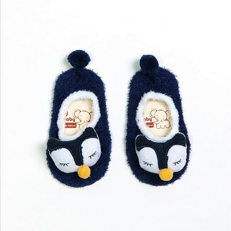 Newborn Baby Kids Toddler Anti Slip Shoes Cartoon Slipper Floor Socks Boots Navy Size (Best Slippers For Wood Floors)