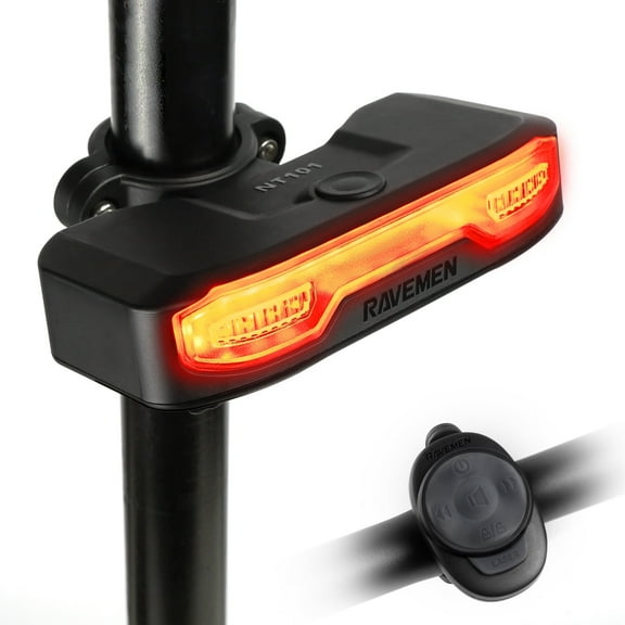 RAVEMEN NT101 Bike Tail Light with Turn Signal 160lm Bicycle Light with Horn for Seatpost/Cargo Rack