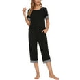 thumbnail image 2 of Unique Bargains Womens Pajama Set Round Neck with Capri Pants Pjs Lounge Sleepwear Sets, 2 of 5