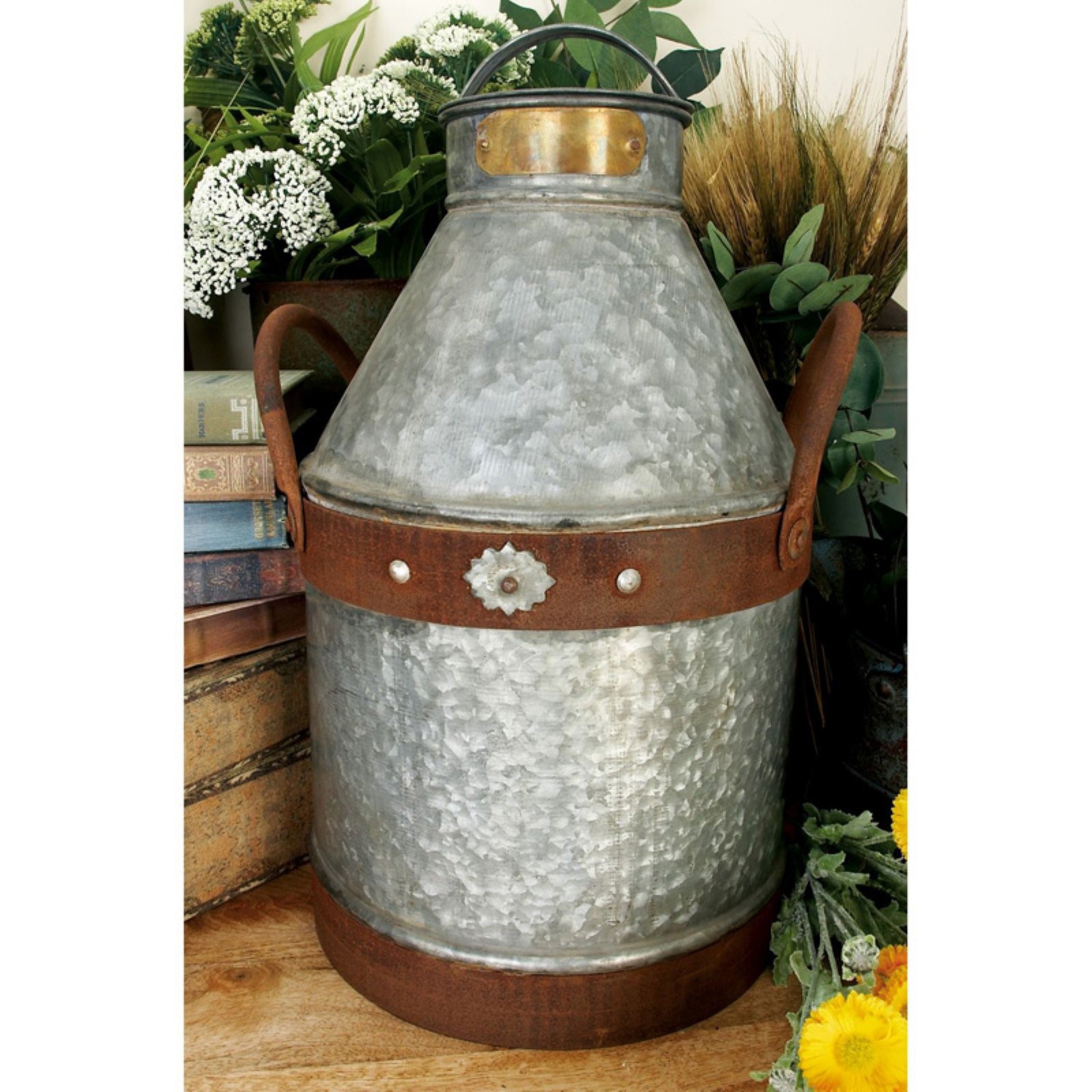 Decmode Metal Galvanized Milk Can, Multi Color