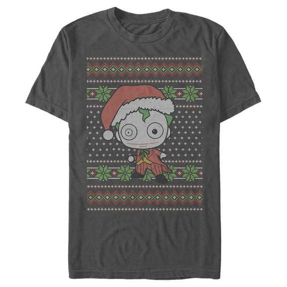 Men's Batman Ugly Christmas Chibi Joker  Graphic Tee Charcoal Small