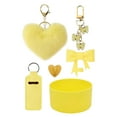 thumbnail image 1 of Colgante bola de pelo, juego de tazas de silicona, lazo, pajita, pareja de peluches, llavero con forma de corazón, 1 of 4