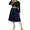 thumbnail image 2 of Agnes Orinda Women's Plus Size Knee Length Star Sequin Velet Skirt, 2 of 6