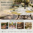 thumbnail image 6 of Round Outdoor Tablecloth with Umbrella Hole and Zipper, White Daisy Rustic Tablecloth with Elastic Waterproof, Pastoral Flowers Honeybees Yellow Wood Patio Table Covers for 55" - 60" Pool Tables, 6 of 9