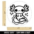 thumbnail image 2 of Delightful Kawaii Chibi Axolotl Self-Inking Rubber Stamp Ink Stamper - Black Ink - Medium 1 Inch, 2 of 7