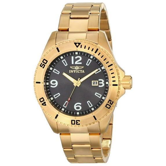 Invicta Men's 16331 Pro Diver Quartz Grey Dial Yellow Gold Steel Bracelet Watch
