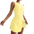 thumbnail image 4 of Lovzfmll Women's Active Mini Dress, Crew Neck Sleeveless with Built-in Shorts, Yoga Tennis Dress Yellow, XL, 4 of 9