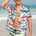thumbnail image 7 of Kll Men'S Hawaiian Shirt Short Sleeve Button Down Beach Shirts-Colorful Shark, 7 of 7