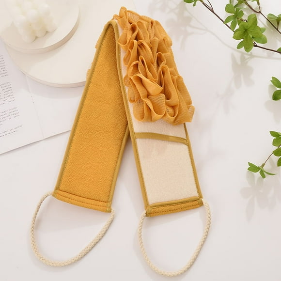 Toalla para frotar la espalda en el baño | Tira de baño exfoliante reversible y bola de ducha | Poliéster suave | Masaje y frotado con barro | Apta para todo tipo de piel | 65x25.5 cm | 1 pieza