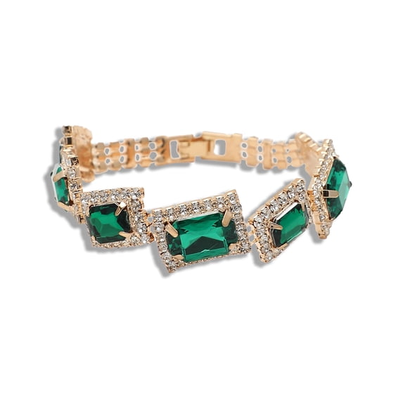 SOHI Women White Green Gold-Plated Wraparound Bracelet