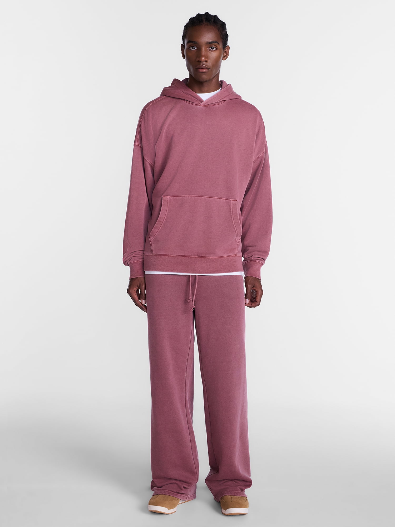 No Boundaries Boxy Fit Oversized Fleece Hoodie with Long Sleeves, Men's XS-4XLT