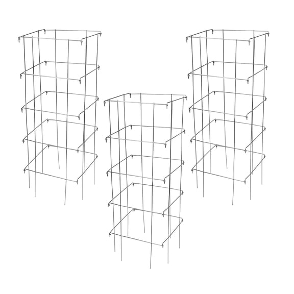 Garden Elements Square 8-Leg Heavy-Duty Collapsible Tomato Cages, 40in H (Pack of 3)