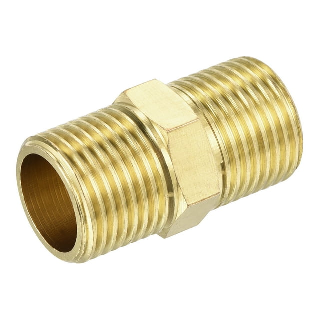 Unique Bargains G1/2 Male Thread Brass Pipe Fitting 40mm Length Hex Connector Pipe Adapter