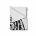 thumbnail image 2 of Kraken Soft Flannel Fleece Blanket, Cthulhu Monster Evil Fictional Cosmic Monster in Woodblock Style Illustration Print, Cozy Plush for Indoor and Outdoor Use, 60" x 80", Black White, by Ambesonne, 2 of 6