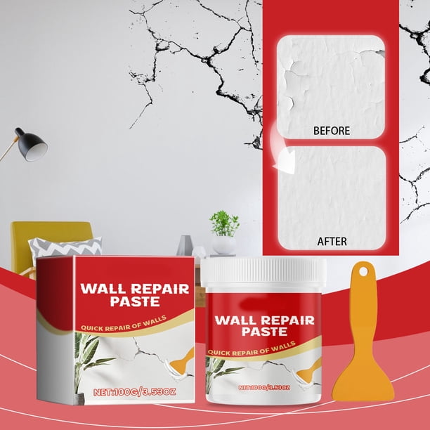 Wmhnj Kit de yeso de alta densidad para reparacin de paredes, ideal para rellenar azulejos y mampostera. Pasta para reparar grietas de 280 g con frmula resistente al agua. Incluye guantes y papel