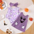 thumbnail image 2 of HCNTES Baby Girl Clothes Halloween Outfits for Baby Girls Ruffle Romper Ghost Pumpkin Suspender Overalls Dress Skirt Sets Fall Winter Clothes, 2 of 6