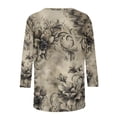 thumbnail image 5 of YUGYXL 3/4 Length Sleeve Shirts for Women Spring Floral Printed Crew Neck Cute Blouses Fahsion Casual Dressy Tunic Tops B Multicolor M, 5 of 5