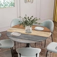 thumbnail image 2 of Farmhouse Haze Blue Brown Fitted Tablecloth with Elastic Edged, Round Table Cloth for Dining Table, Vintage Wooden Striped Waterproof Oil Proof Table Cover for Indoor Outdoor 55"-60", 2 of 8