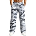 thumbnail image 2 of Men's Relaxed-Fit Camouflage Print Drawstring Straight-Leg Pants - Stretch Waist Casual Trousers for Outdoor, Casual, and Military-Inspired WearGray3XL, 2 of 8