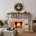 thumbnail image 3 of Red Black Santa Christmas Fireplace Mantle Scarf, Plaid Xmas Snowflake Winter Farmhouse Mantel Cover Table Runner for Home Living Room Door Window, Indoor Outdoor Holiday Party Decor 17" x 70", 3 of 8