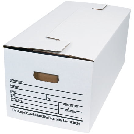 Single Replacement Flap - FSB500 White 24 Inch x 12 Inch x 10 Inch Single Wall Corrugated Interlocking Flap File Storage Boxes Made in USA CASE OF 12