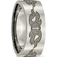 thumbnail image 4 of Titanium Polished Cross With Flames Laser Design 8mm Flat Band (Size 10) Made In China tb3s-10, 4 of 5