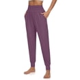 thumbnail image 5 of RYRJJ Women's Cozy Yoga Joggers Pants Loose Workout Sweatpants Comfy Lounge Pants with Pockets(Purple,XL), 5 of 8